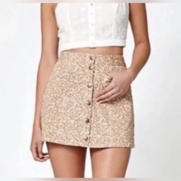 Kendall & Kylie Skirt Womens 25 Front Button Up Pocket Denim Mini Carmel - Picture 1 of 7